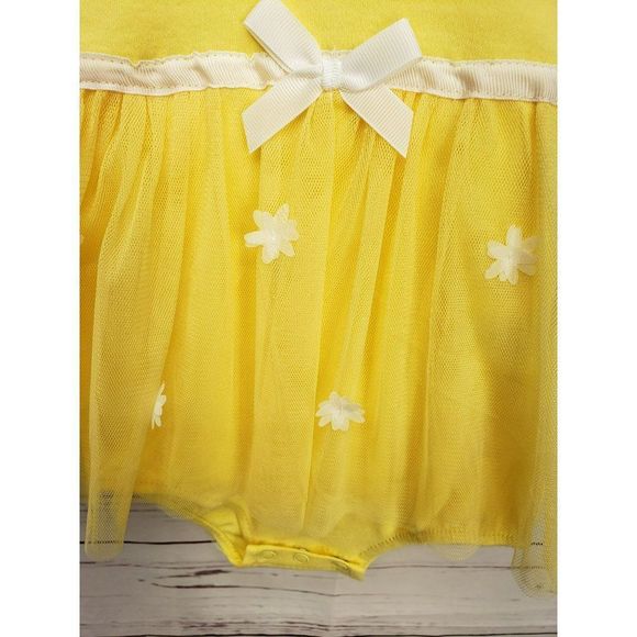 DDG Darling 3-6 month yellow one piece bodysuit dress tutu white‎ flowers - Picture 4 of 6